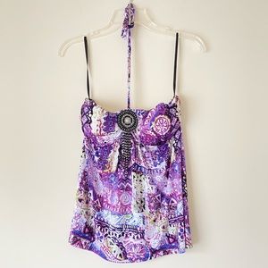 IZ Byer Women's Multicolor Abstract Summer Top - L - New with Tags